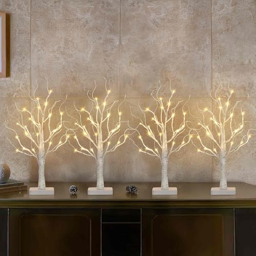 DELICHTER 4er Set Lichterbaum mit 24 Warmweißen LEDs Birken Bäumchen mit Timer-Funktion Dekozweige Batteriebetrieb Weihnachtsdeko für Zuhause Party Weihnachten Ostern Hochzeit 55cm DELICHTER 4er Set Lichterbaum mit 24 Warmweißen LEDs Birken Bäumchen mit Timer-Funktion Dekozweige Batteriebetrieb Weihnachtsdeko für Zuhause Party Weihnachten Ostern Hochzeit 55cm von DELICHTER