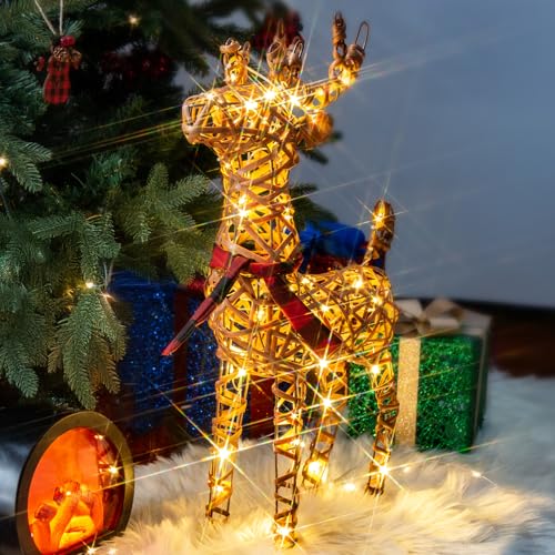 DELICHTER LED Weihnachtsfigur Rattan Rentier, REH Weihnachtsbeleuchtung mit Timer warmweiß, Hirsch Weihnachtsdeko für Außen und Innen Wohnzimmer Garten DELICHTER LED Weihnachtsfigur Rattan Rentier, REH Weihnachtsbeleuchtung mit Timer warmweiß, Hirsch Weihnachtsdeko für Außen und Innen Wohnzimmer Garten von DELICHTER