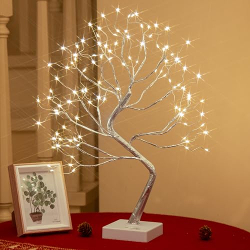 DELICHTER Lichterbaum Lichterzweige für Innenbereich 108 Warmweiß LEDs Bäumchen, Bonsai Licht Deko Verstellbare Äste, USB/Batteriebetriebe Baum Lampe Dekobaum Belichtet Baumbeleuchtung Weihnachtsdeko von DELICHTER