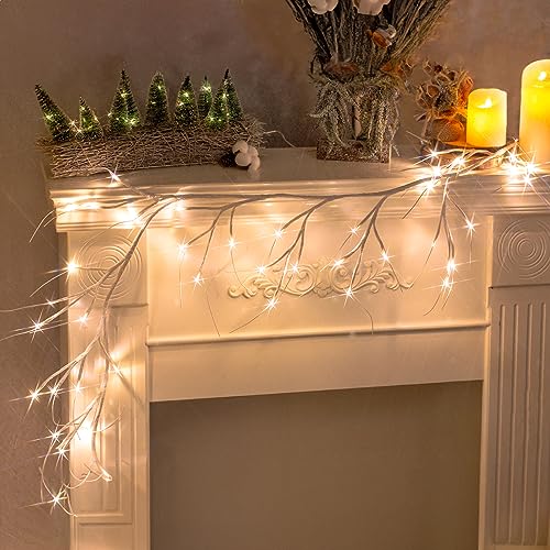 DELICHTER Rein Weiße Rotang Lichterzweig mit 48 helle Warm Weiß LEDs, Strombetrieben, Lichterkette Dekor für Schlafzimmer Innen Außen Weihnachten Beleuchtet Wand Weihnachtsdeko Fensterdeko Tisch DELICHTER Rein Weiße Rotang Lichterzweig mit 48 helle Warm Weiß LEDs, Strombetrieben, Lichterkette Dekor für Schlafzimmer Innen Außen Weihnachten Beleuchtet Wand Weihnachtsdeko Fensterdeko Tisch von DELICHTER