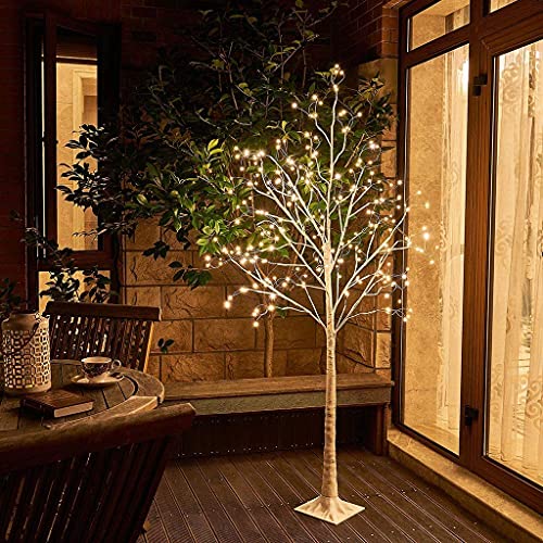 DELICHTER Weiße Weihnachtsbäume Zweig Set mit 9 Lichtmodi Lichterbaum mit Speicherfunktion Birke Baum mit warmweißen LEDs netzbetrieben mit Wasserdichter Adapter für Innen und Außen 1,8m DELICHTER Weiße Weihnachtsbäume Zweig Set mit 9 Lichtmodi Lichterbaum mit Speicherfunktion Birke Baum mit warmweißen LEDs netzbetrieben mit Wasserdichter Adapter für Innen und Außen 1,8m von DELICHTER