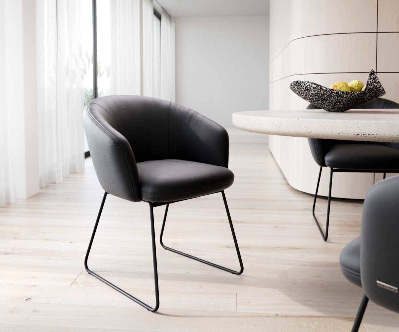 Esszimmerstuhl Caja-Flex mit Armlehnen Echt-Leder Schwarz Kufengestell Schwarz Taschenfederkern Esszimmerstuhl Caja-Flex mit Armlehnen Echt-Leder Schwarz Kufengestell Schwarz Taschenfederkern von DELIFE