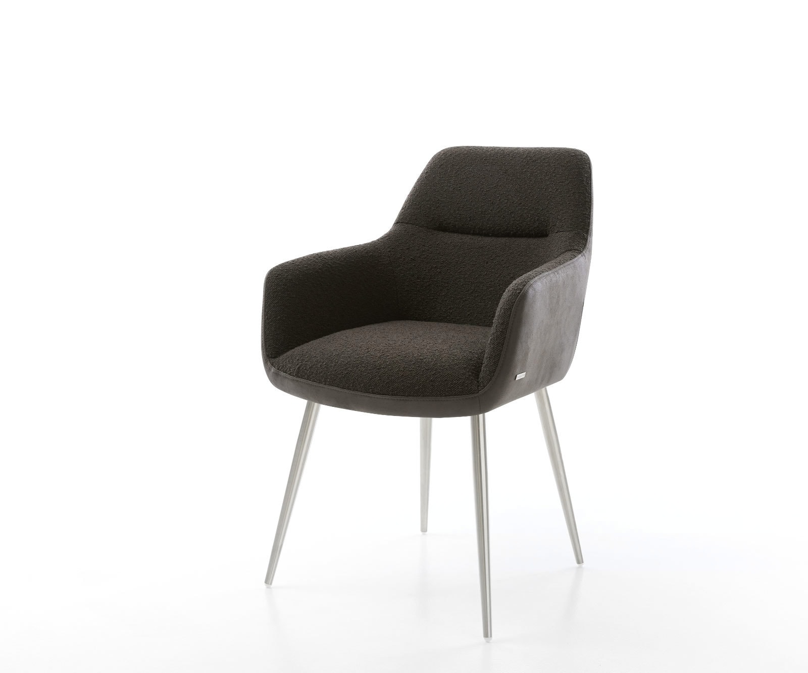 Esszimmerstuhl Pejo-Flex Materialmix Schwarz 4-Fuß konisch Edelstahl Taschenfederkern Esszimmerstuhl Pejo-Flex Materialmix Schwarz 4-Fuß konisch Edelstahl Taschenfederkern von DELIFE