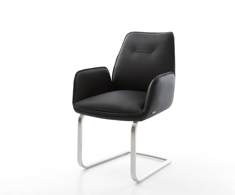 Freischwinger Zoa-Flex Echt-Leder Schwarz Freischwinger flach Edelstahl Taschenfederkern von DELIFE