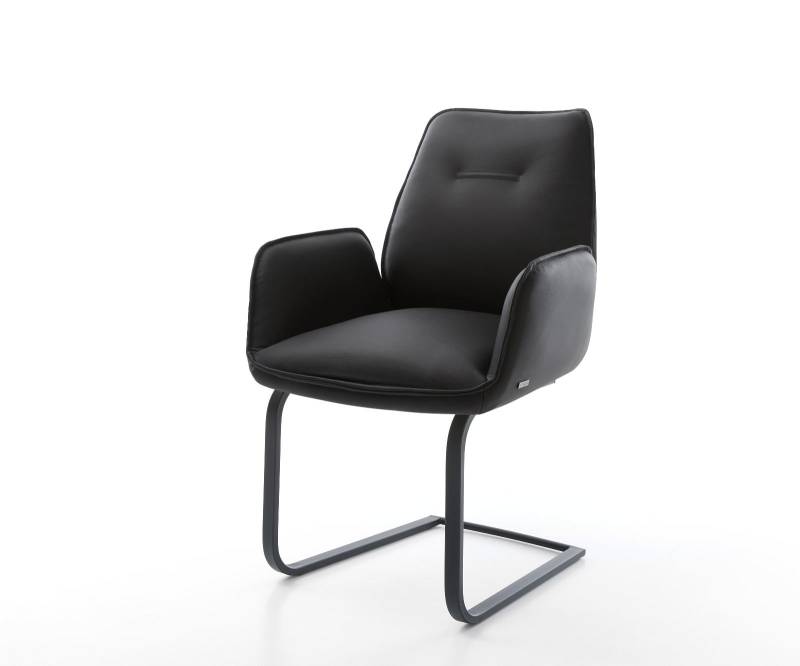 Freischwinger Zoa-Flex Echt-Leder Schwarz Freischwinger flach Schwarz Taschenfederkern von DELIFE
