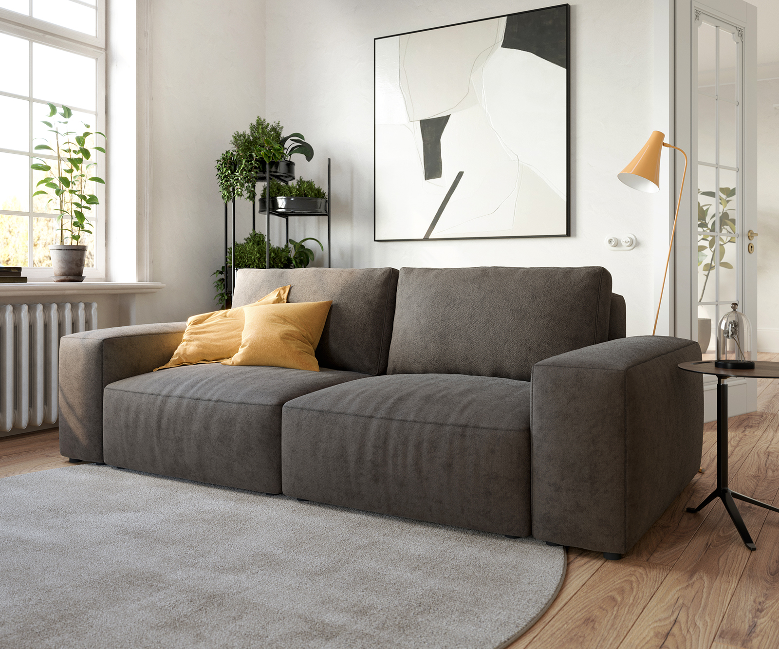 Big-Sofa Lanzo L 260x110 cm Mikrofaser Khakibraun von DELIFE