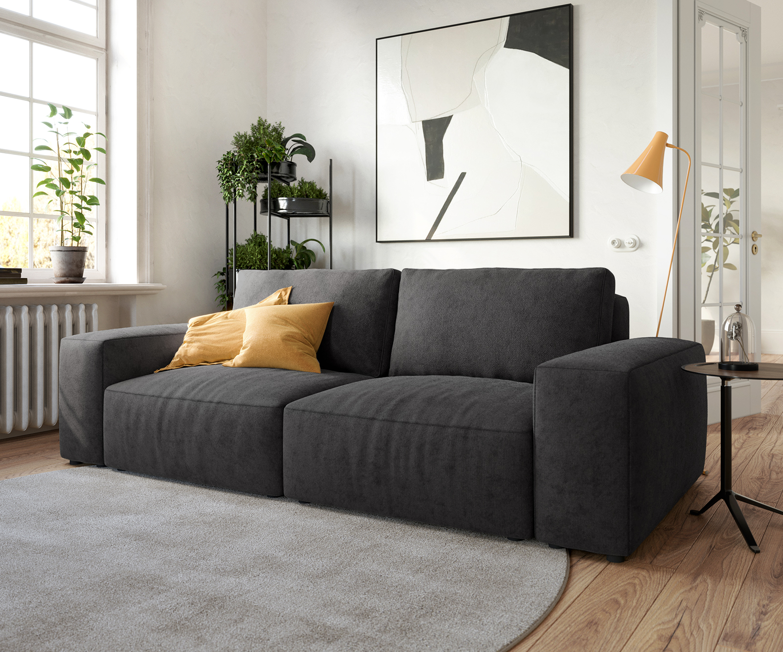 Big-Sofa Lanzo L 260x110 cm Mikrofaser Schwarz von DELIFE