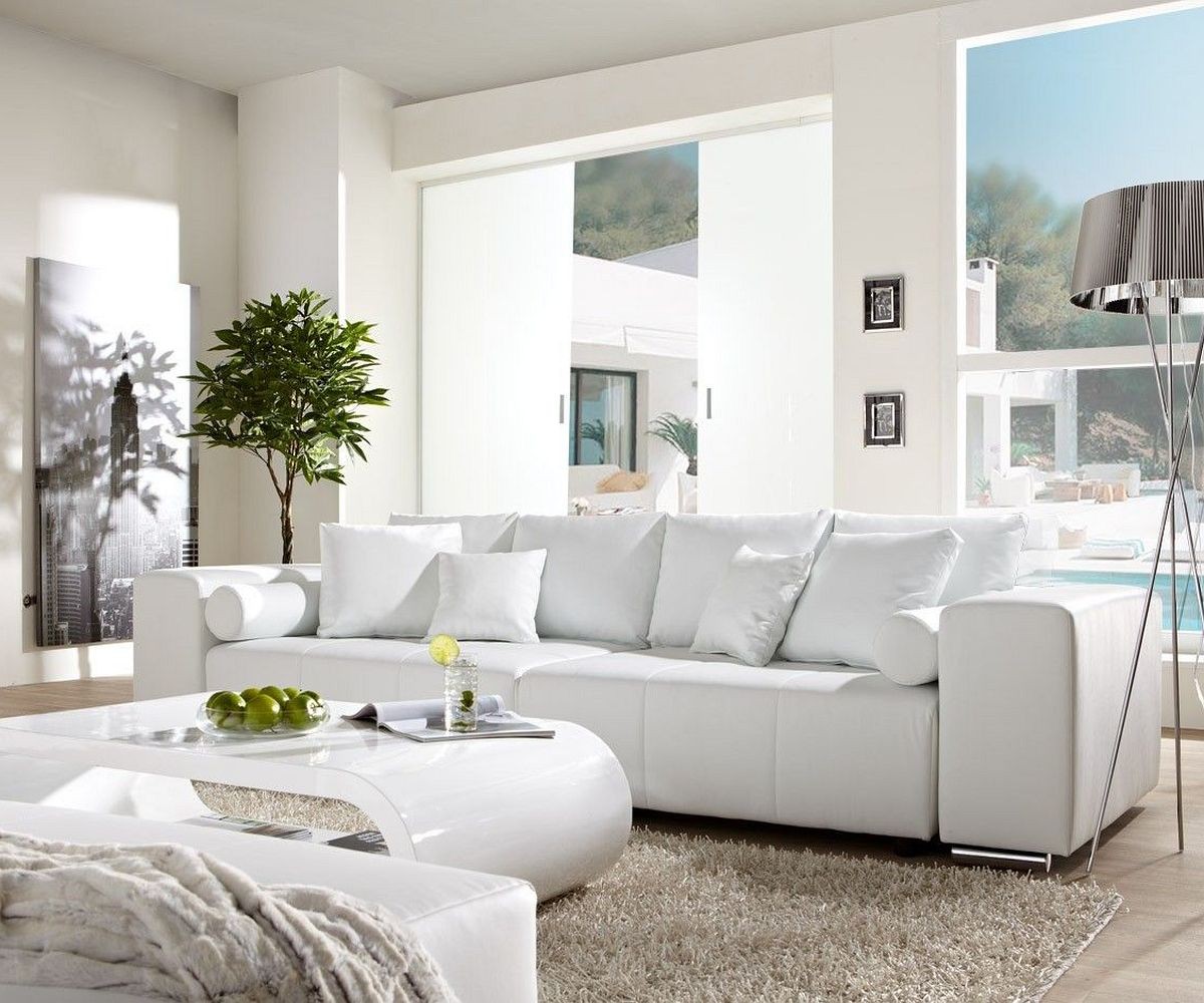Big-Sofa Marbeya 290x110 cm Weiss mit Schlaffunktion von DELIFE