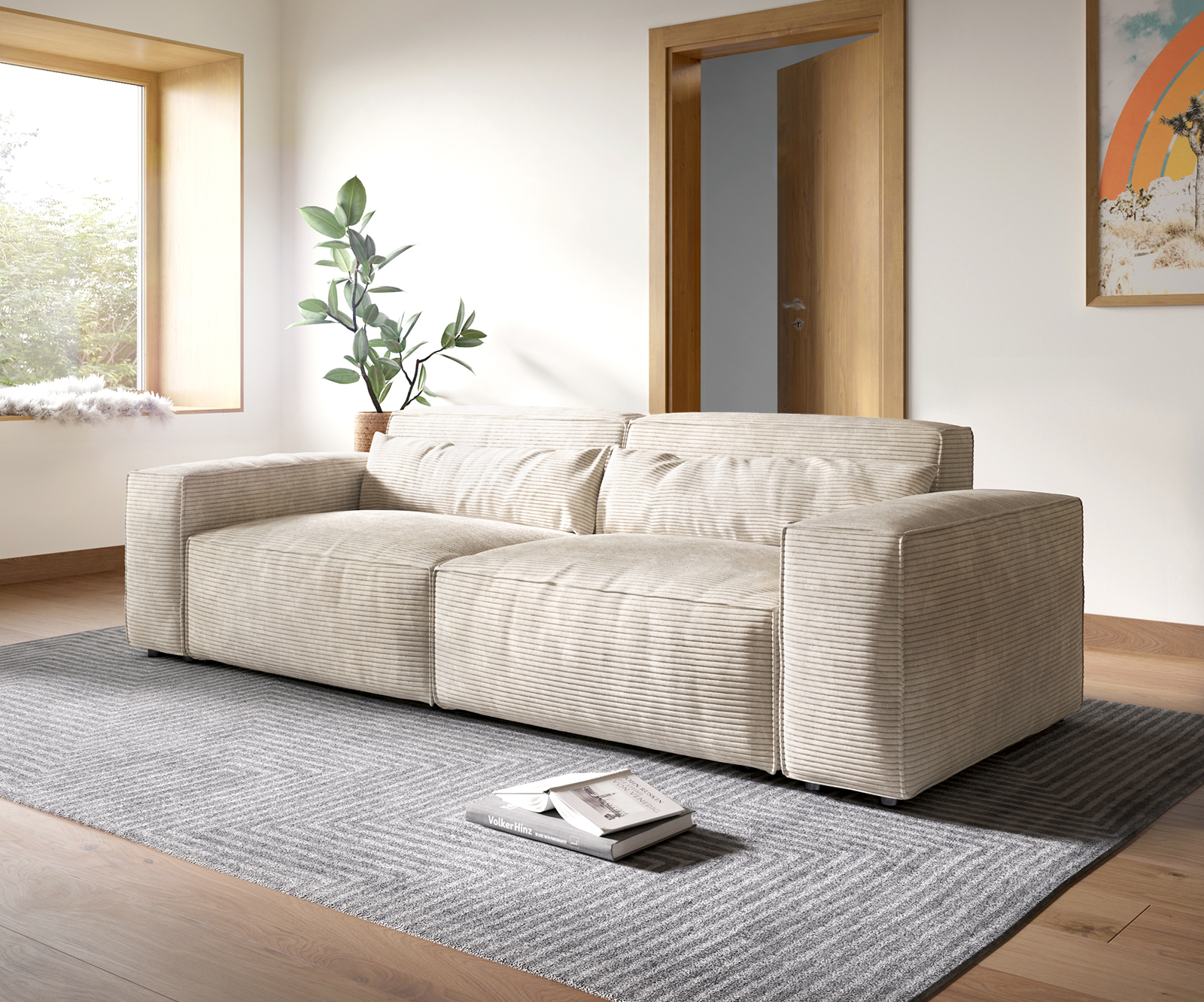 Big-Sofa Sirpio XL 270x130 cm Cord Beige von DELIFE