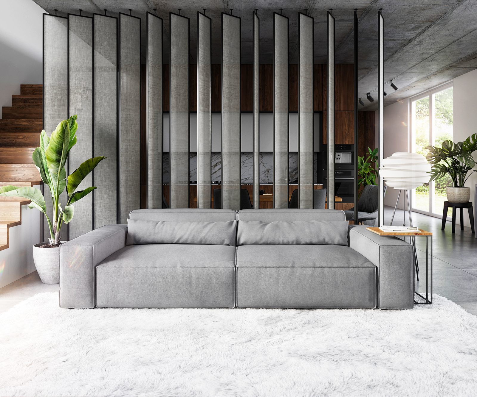 Big-Sofa Sirpio XL 270x130 cm Mikrofaser Grau von DELIFE