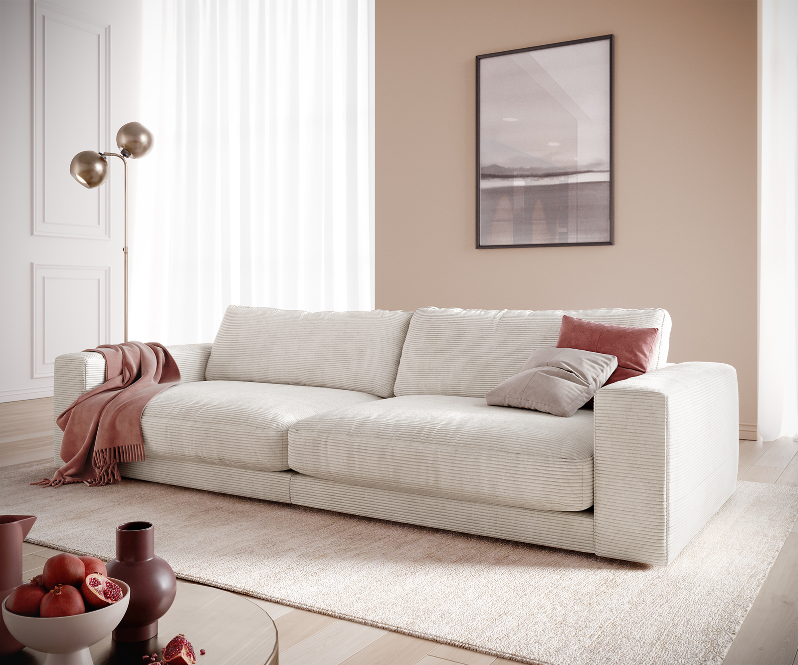 Big-Sofa Cubico 290x120 cm Cord Beige von DELIFE