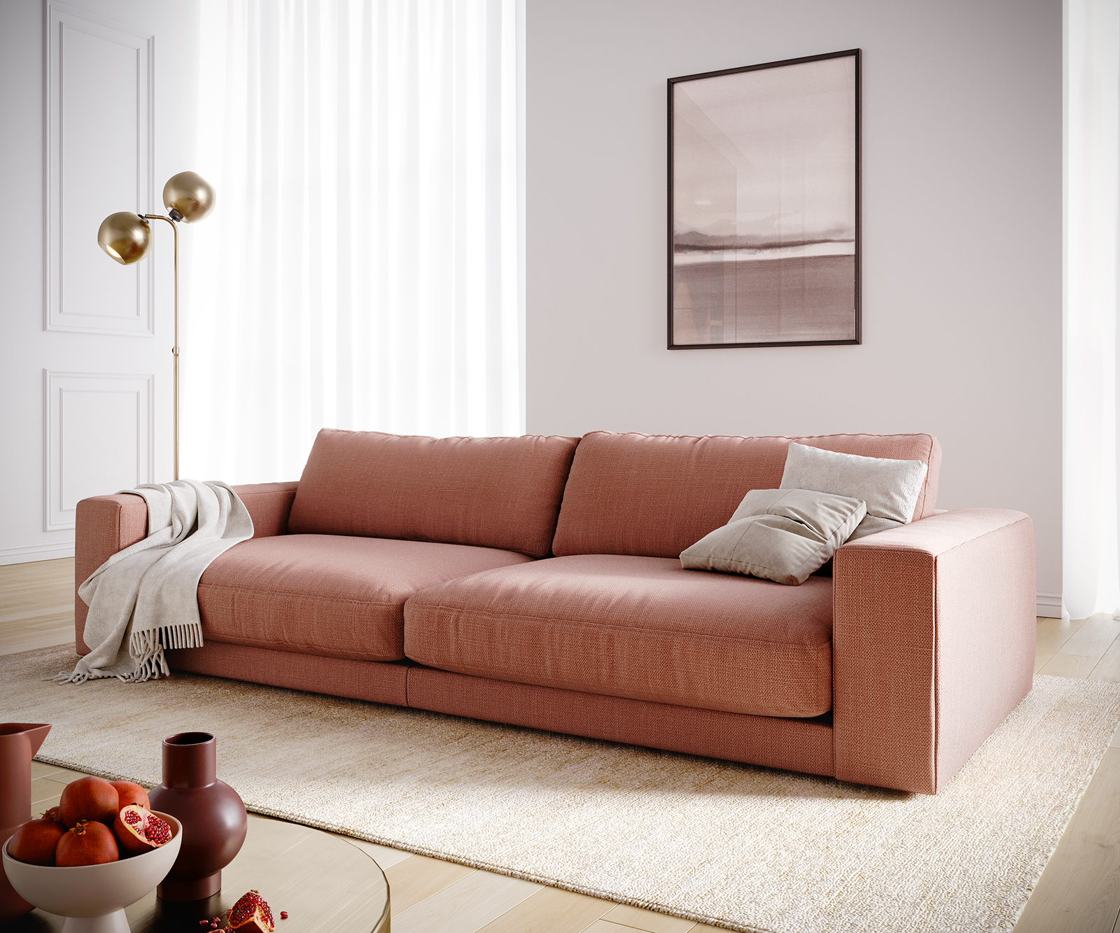 Big-Sofa Cubico 290x120 cm Flachgewebe Orange von DELIFE