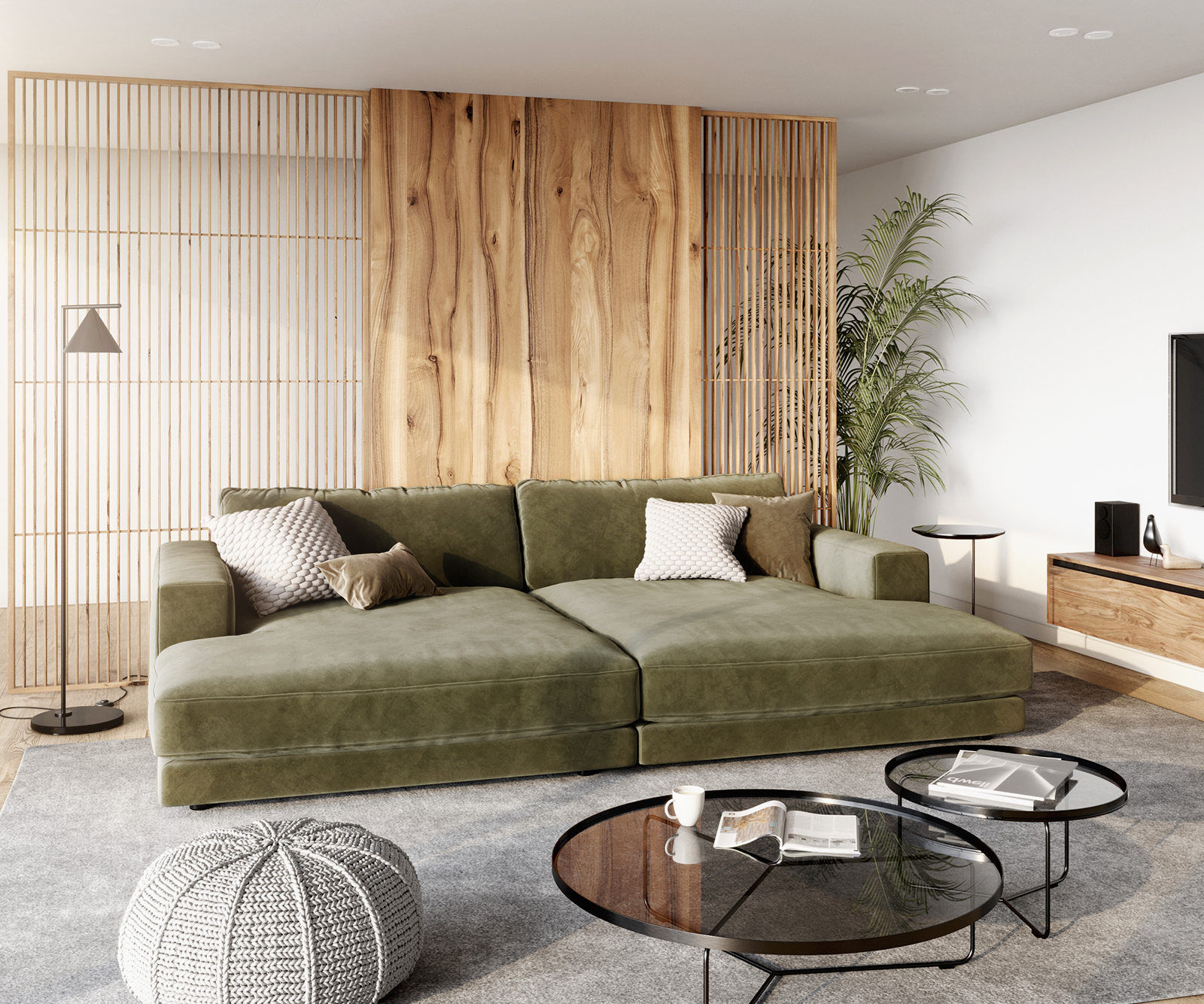 Big-Sofa Cubico 290x170 cm Samt Olive von DELIFE