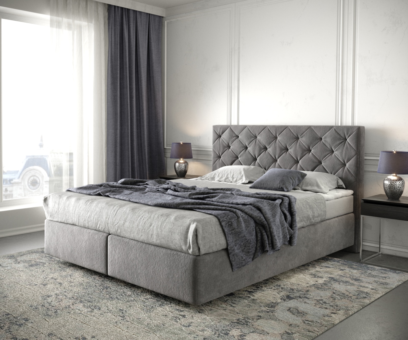 Boxspringbett Dream-Great 160x200 cm Mikrofaser Taupe mit Matratze und Topper von DELIFE