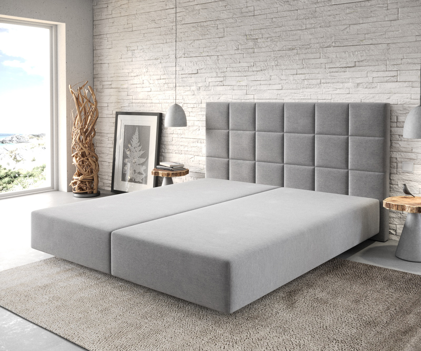 Boxspringgestell Dream-Fine 180x200 cm Mikrofaser Grau von DELIFE