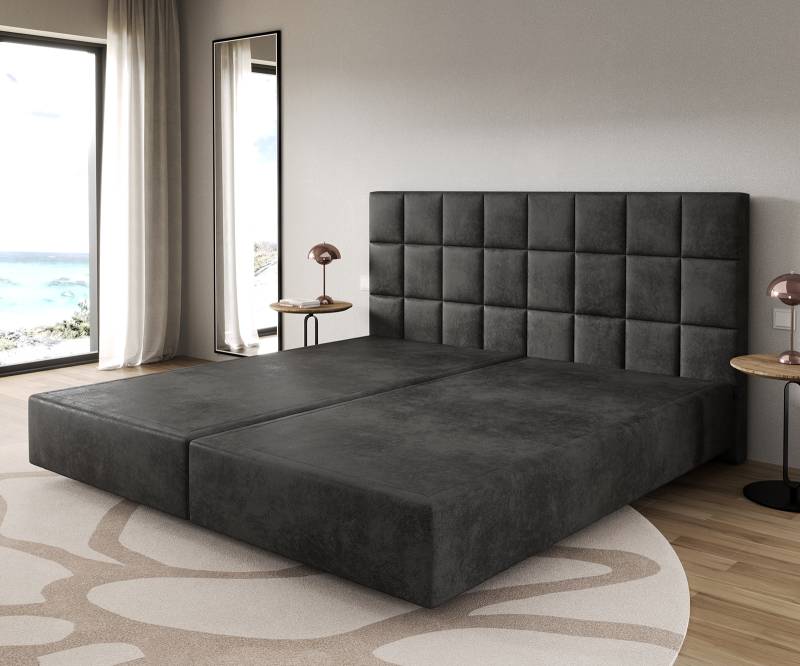 Boxspringgestell Dream-Fine Mikrofaser Anthrazit Vintage 200x200 cm von DELIFE