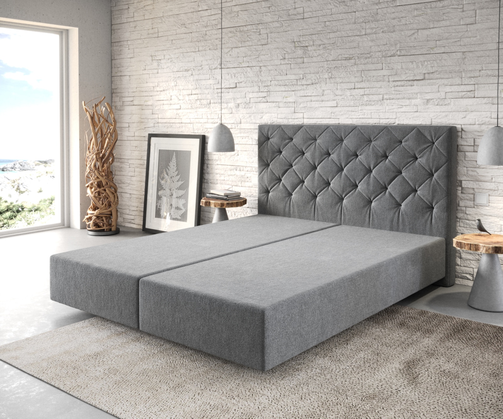 Boxspringgestell Dream-Great 160x200 cm Mikrofaser Anthrazit von DELIFE