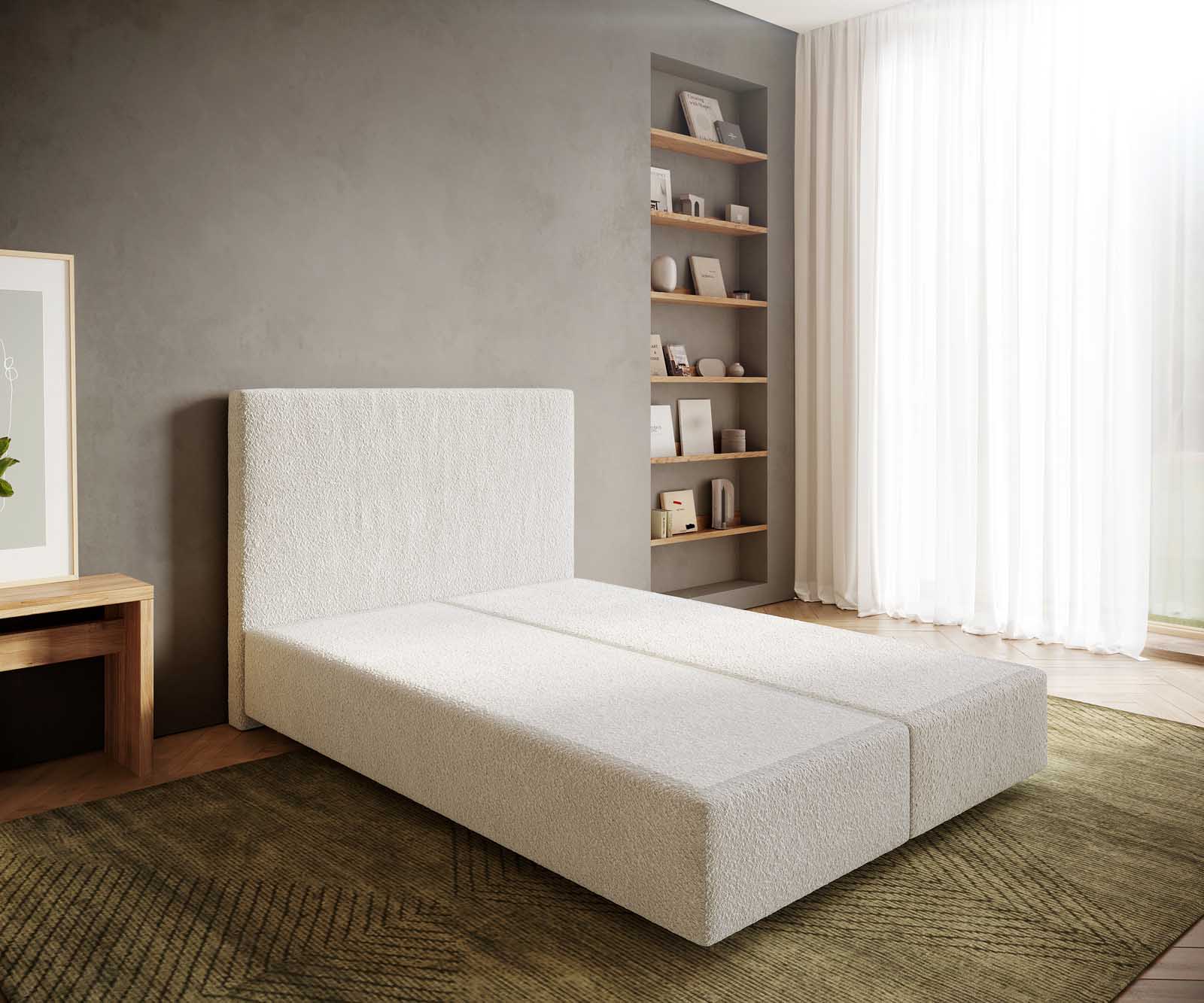 Boxspringgestell Dream-Well 140x200 cm Bouclé Creme-Weiß von DELIFE