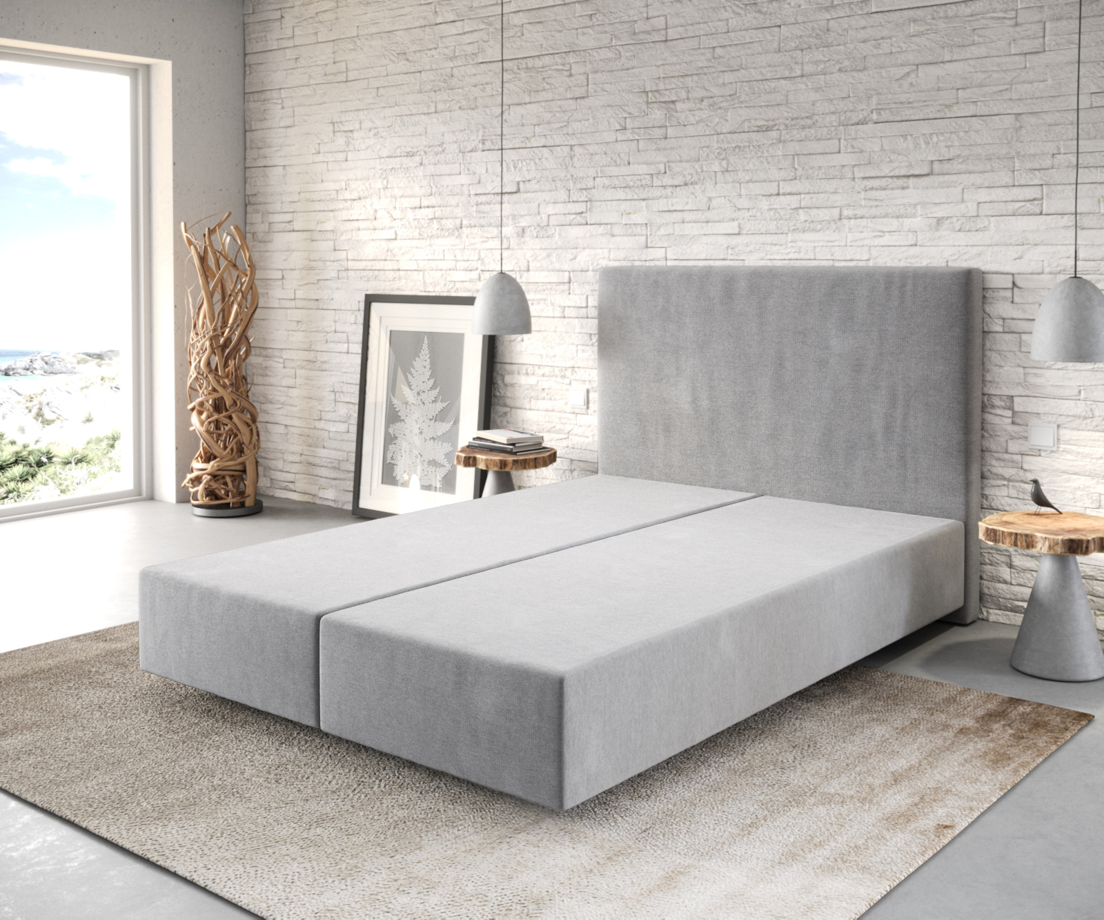 Boxspringgestell Dream-Well 140x200 cm Mikrofaser Grau von DELIFE