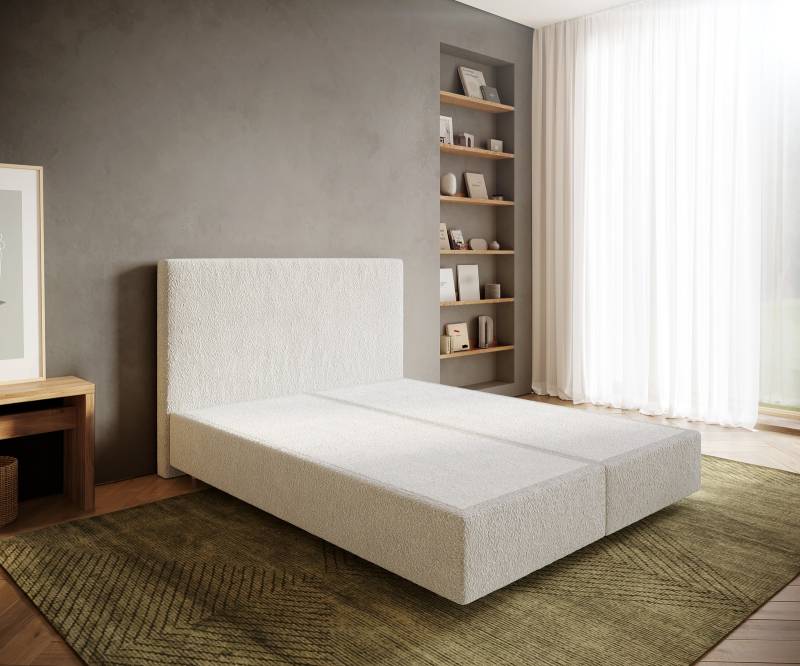Boxspringgestell Dream-Well 160x200 cm Bouclé Creme-Weiß von DELIFE