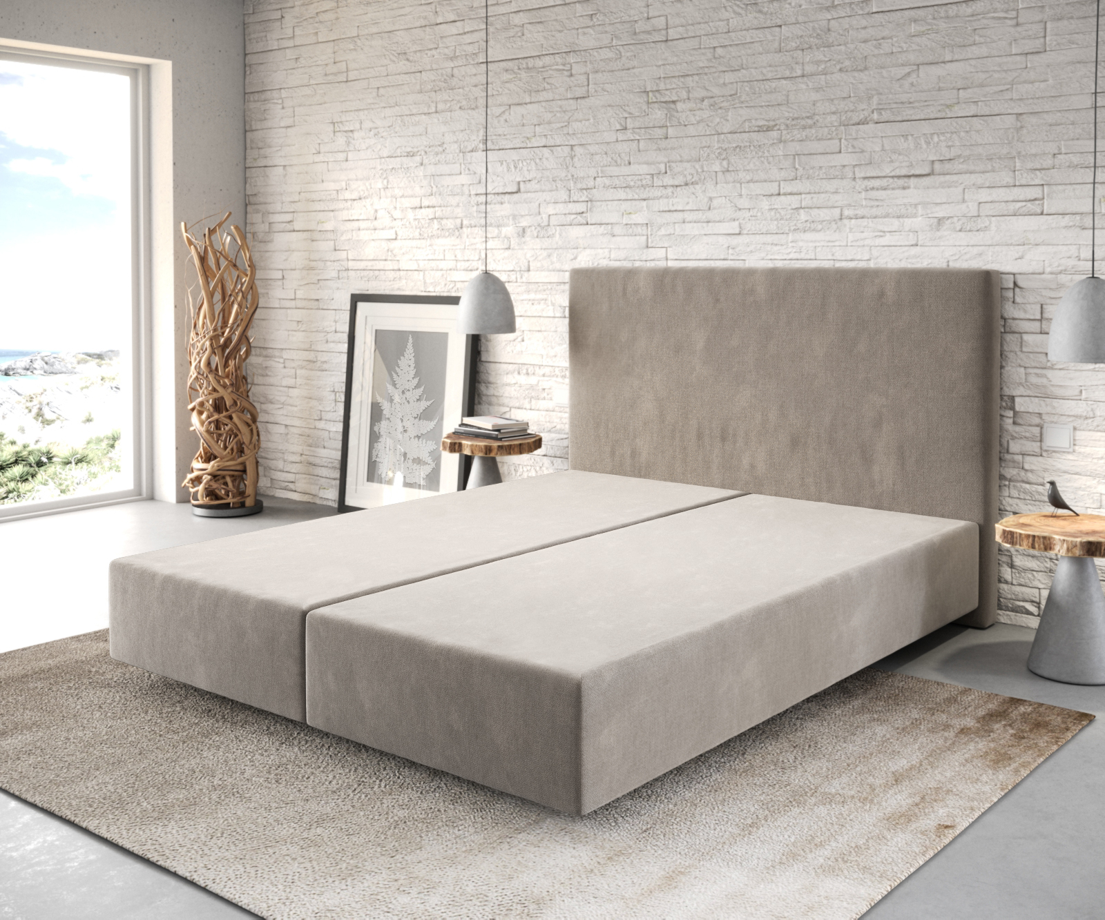 Boxspringgestell Dream-Well 160x200 cm Mikrofaser Beige von DELIFE