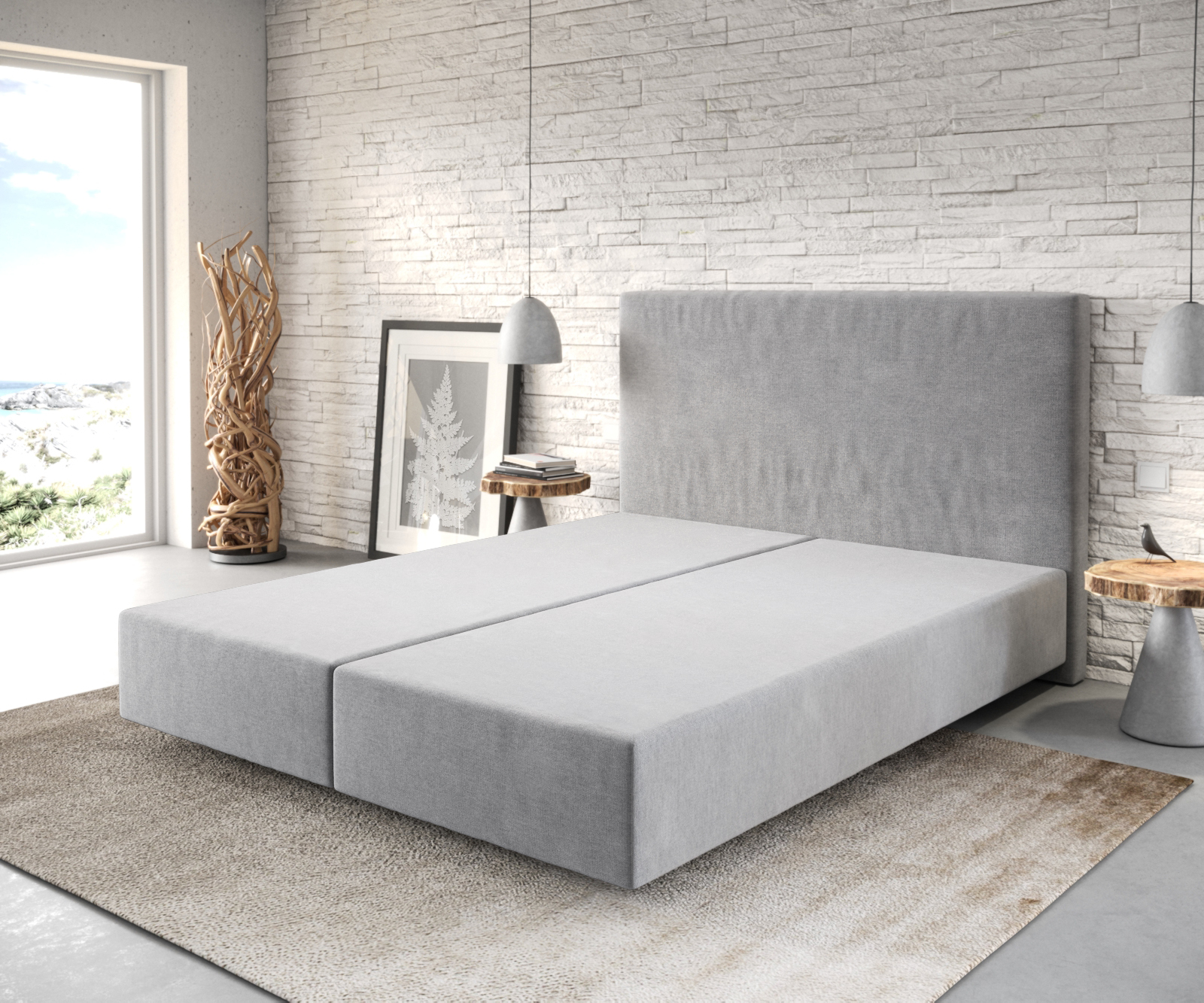 Boxspringgestell Dream-Well 160x200 cm Mikrofaser Grau von DELIFE