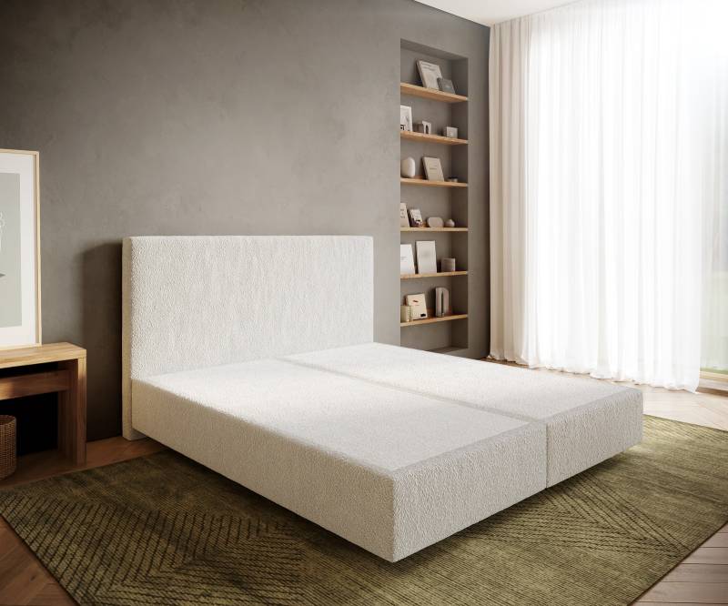 Boxspringgestell Dream-Well 180x200 cm Bouclé Creme-Weiß von DELIFE