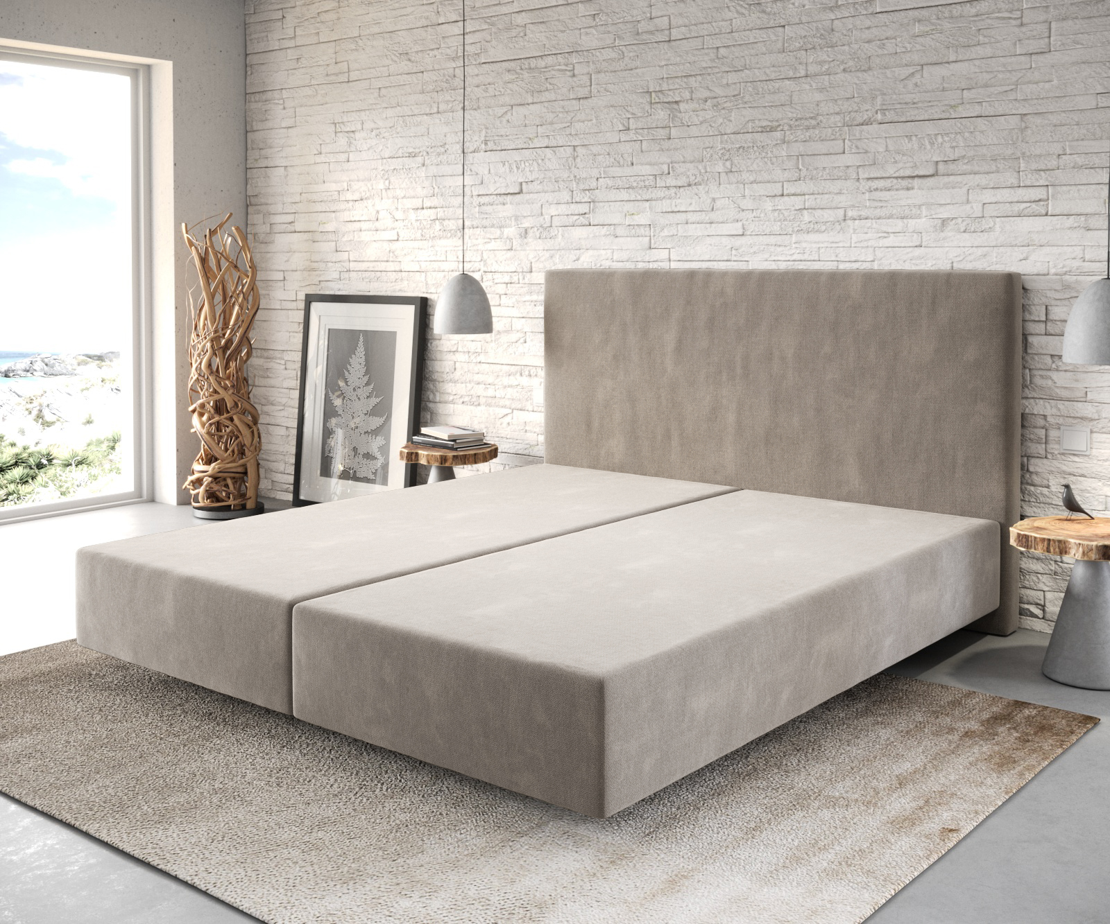 Boxspringgestell Dream-Well 180x200 cm Mikrofaser Beige von DELIFE