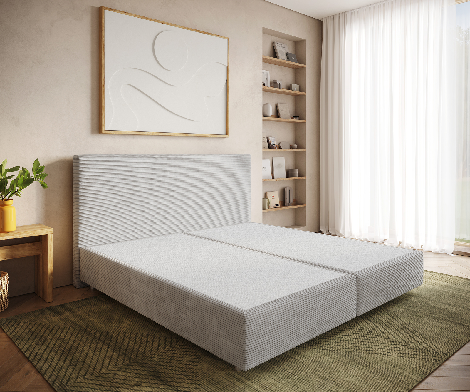 Boxspringgestell Dream-Well Cord Silbergrau 200x200 cm von DELIFE