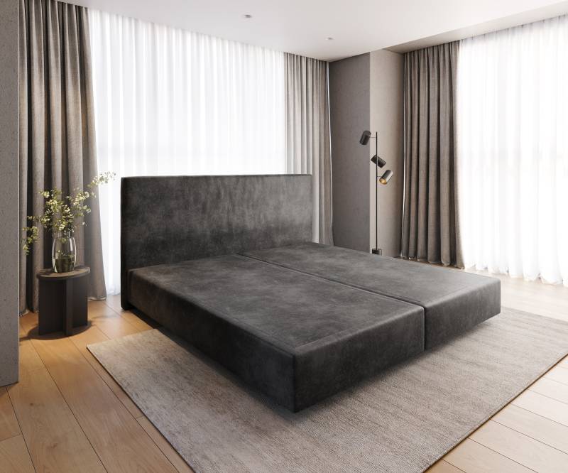 Boxspringgestell Dream-Well Mikrofaser Anthrazit Vintage 200x200 cm von DELIFE