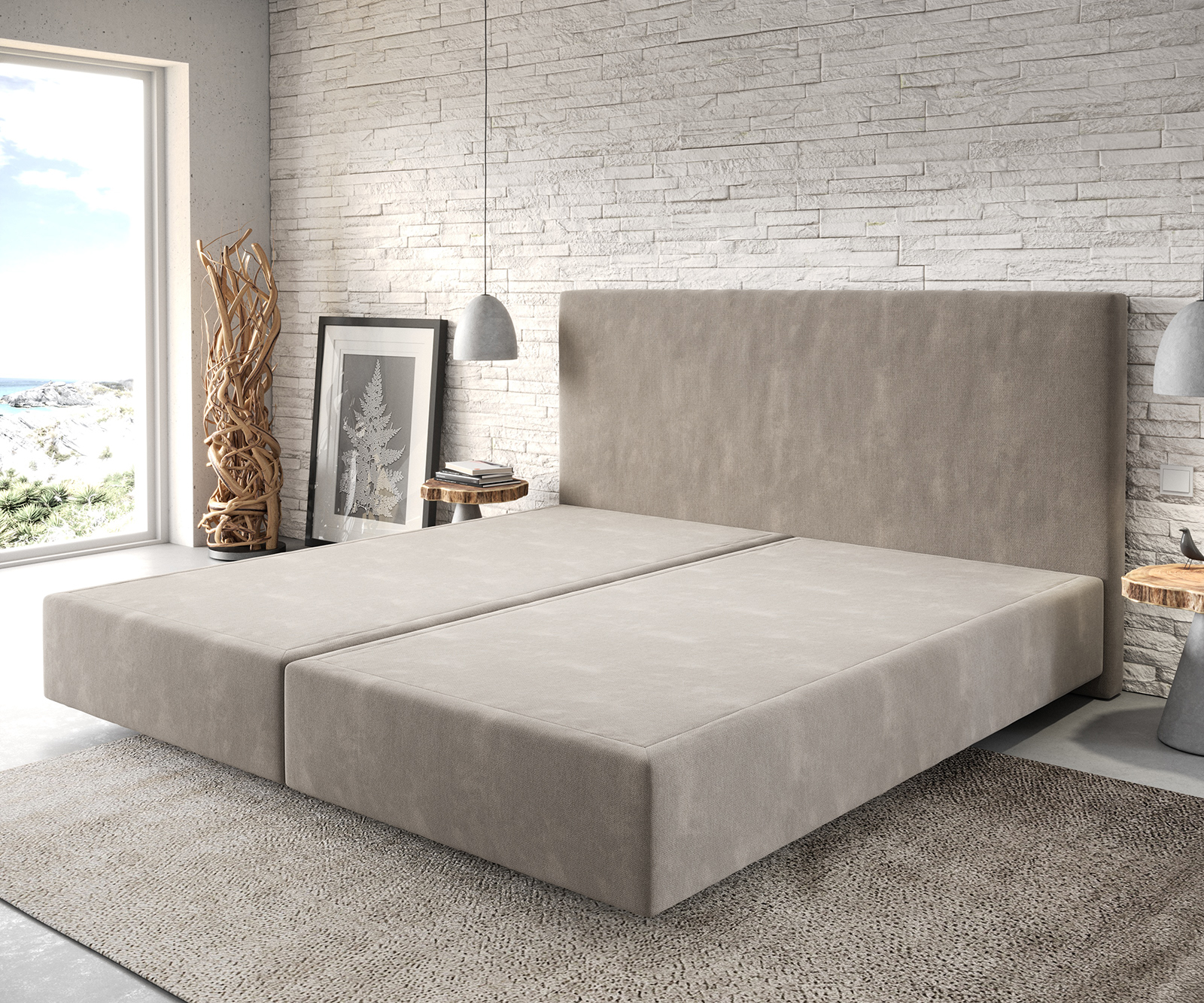 Boxspringgestell Dream-Well Mikrofaser Beige 200x200 cm von DELIFE