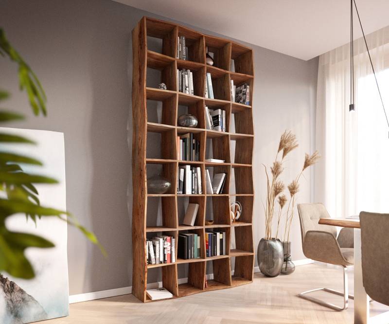 Bücherregal Live-Edge 240x120 cm Akazie Natur Massivholz von DELIFE