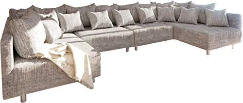 DELIFE Couch Clovis XL Hellgrau Strukturstoff Wohnlandschaft modular von DELIFE