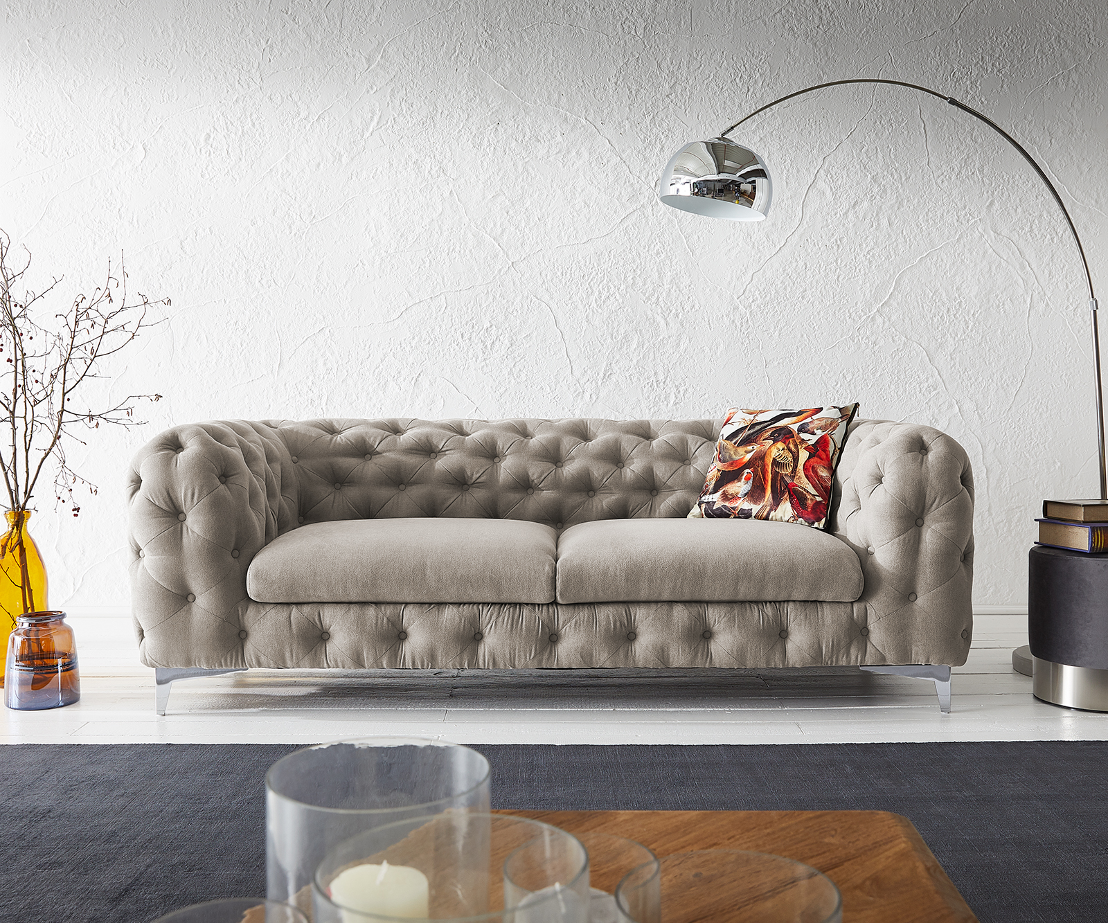 Couch Corleone 225x97 cm Beige 3-Sitzer Sofa von DELIFE