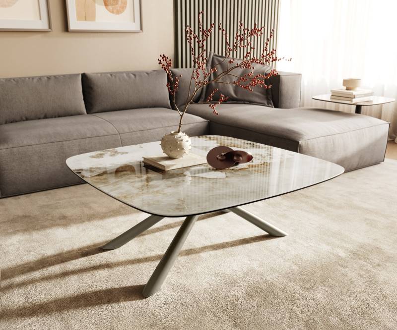 Couchtisch Edge Boot 90x90 cm Keramik Minas Melange Sarity Metall Effektfinish Titan Couchtisch Edge Boot 90x90 cm Keramik Minas Melange Sarity Metall Effektfinish Titan von DELIFE