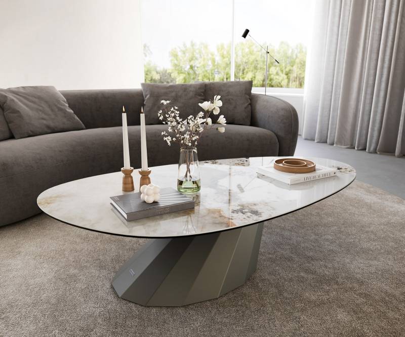 Couchtisch Edge Oval 140x75 cm Keramik Minas Melange Parabi Metall Effektfinish Titan Couchtisch Edge Oval 140x75 cm Keramik Minas Melange Parabi Metall Effektfinish Titan von DELIFE