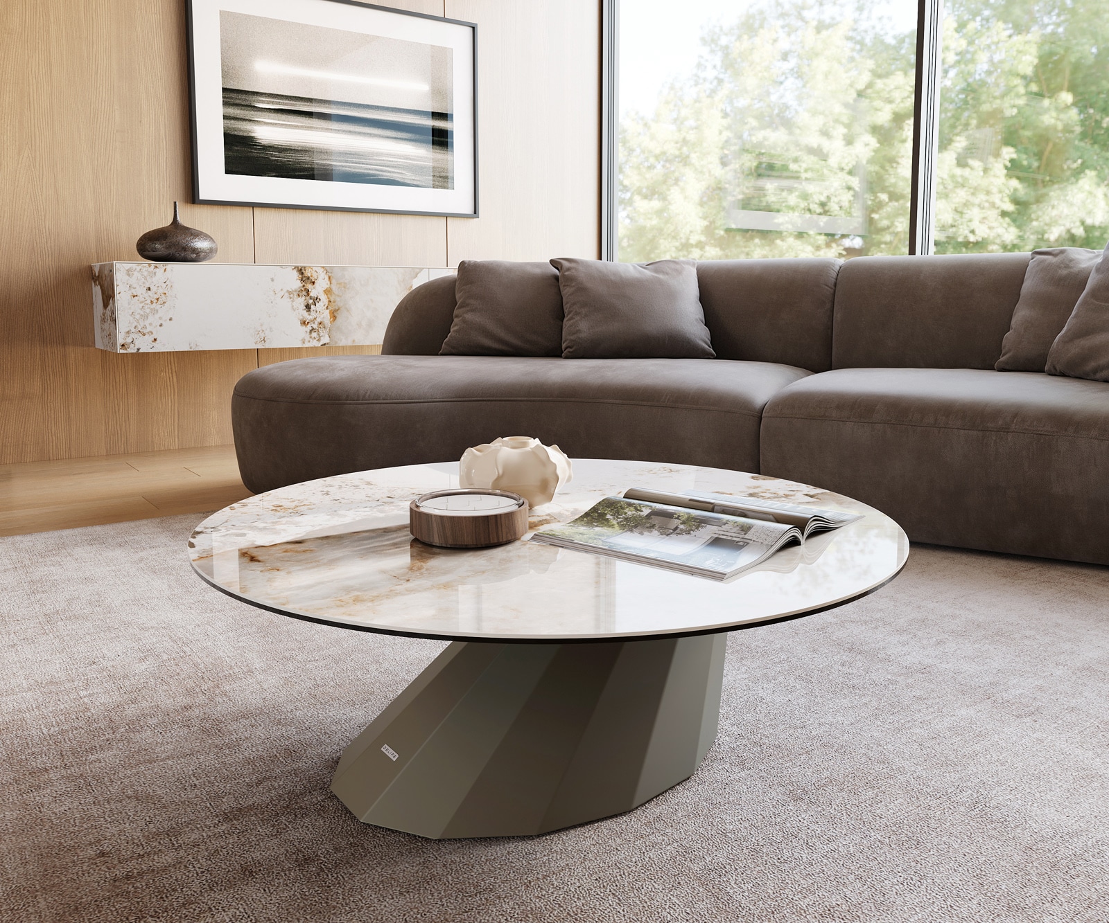 Couchtisch Edge Rund 100x100 cm Keramik Minas Melange Parabi Metall Effektfinish Titan Couchtisch Edge Rund 100x100 cm Keramik Minas Melange Parabi Metall Effektfinish Titan von DELIFE