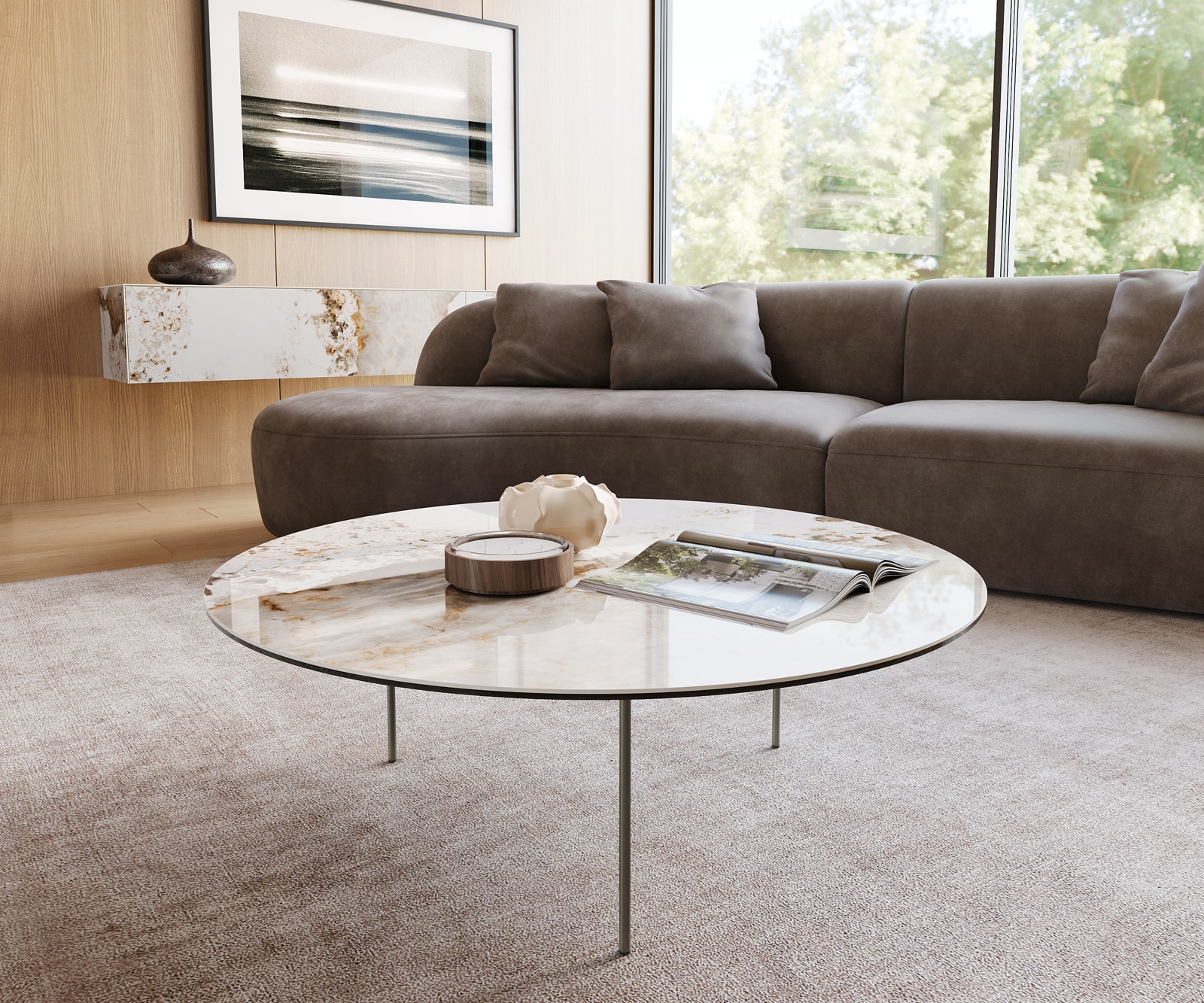 Couchtisch Edge Rund 100x100 cm Keramik Minas Melange Trive Metall Effektfinish Titan Couchtisch Edge Rund 100x100 cm Keramik Minas Melange Trive Metall Effektfinish Titan von DELIFE