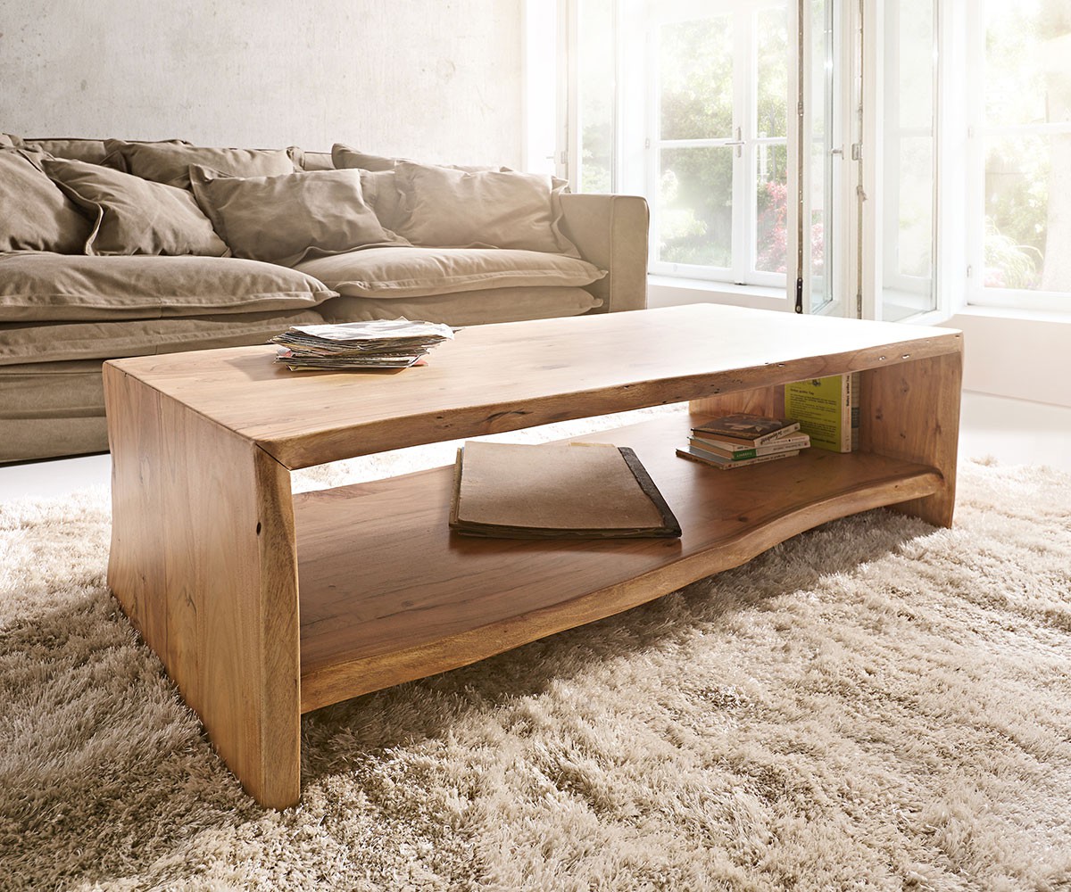 Couchtisch Live-Edge 130x60 cm Akazie Natur Baumkante von DELIFE