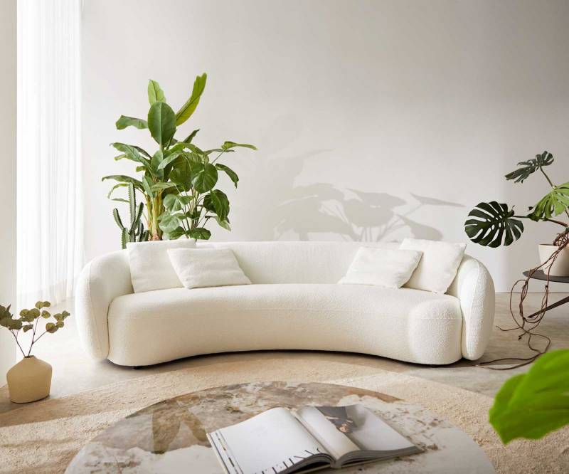 DELIFE 3-Sitzer Larna, Bouclé Creme-Weiß 260x120 cm 3-Sitzer von DELIFE
