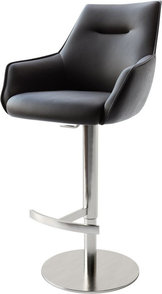 DELIFE Barhocker Alja-Flex, Drehfuß höhenverstellbar Edelstahl Echt-Leder Schwarz drehbar Taschenf DELIFE Barhocker Alja-Flex, Drehfuß höhenverstellbar Edelstahl Echt-Leder Schwarz drehbar Taschenf von DELIFE