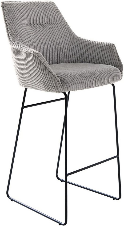 DELIFE Barhocker Alja-Flex, Kufengestell Metall Schwarz Cord Silbergrau Taschenfederkern von DELIFE