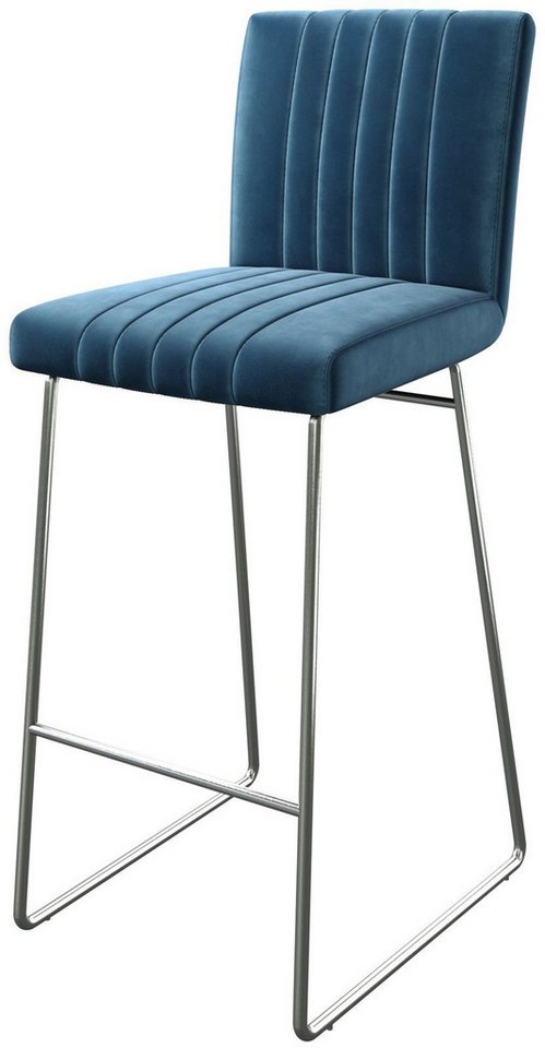 DELIFE Barhocker Luiga-Flex, Kufengestell Edelstahl Samt Blau von DELIFE