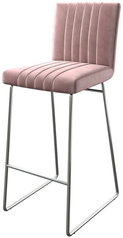 DELIFE Barhocker Luiga-Flex, Kufengestell Edelstahl Samt Rosé DELIFE Barhocker Luiga-Flex, Kufengestell Edelstahl Samt Rosé von DELIFE