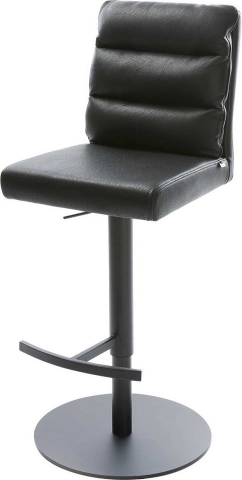 DELIFE Barhocker Pela-Flex, Drehfuß höhenverstellbar Metall Echt-Leder Schwarz von DELIFE