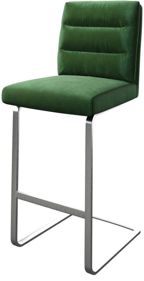 DELIFE Barhocker Pela-Flex, Freischwinger flach Edelstahl Samt Grün von DELIFE
