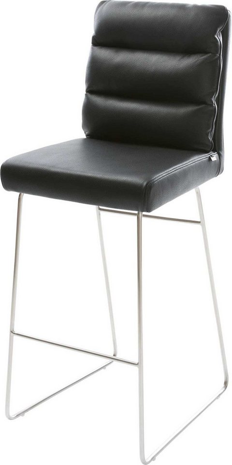 DELIFE Barhocker Pela-Flex, Kufengestell Edelstahl Echt-Leder Schwarz von DELIFE