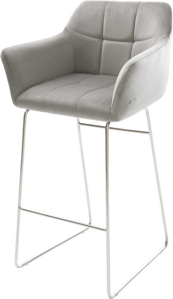 DELIFE Barhocker Yulo-Flex, Kufengestell Edelstahl Samt Grau DELIFE Barhocker Yulo-Flex, Kufengestell Edelstahl Samt Grau von DELIFE