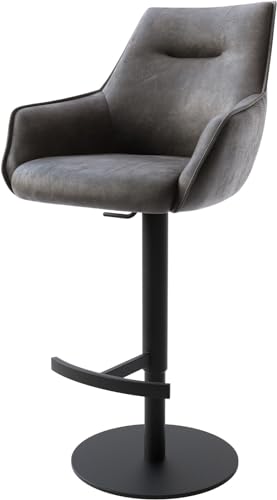 DELIFE Barstuhl Alja-Flex Drehfuß höhenverstellbar Metall Schwarz Mikrofaser Anthrazit Vintage drehbar Taschenfederkern von DELIFE