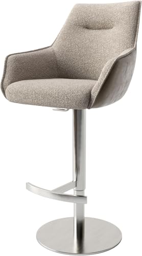 Barstuhl Alja-Flex Drehfußhöhenverstellbar Edelstahl Materialmix Mikrofaser Schlamm/Bouclé Schlamm drehbar Taschenfederkern von DELIFE